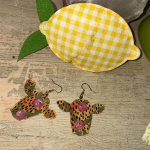 Floral Cow Print Earrings